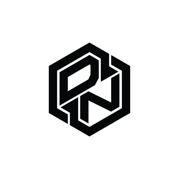 육각형의 기하학적 도형을 가지고 Logo Monogram — 스톡 사진