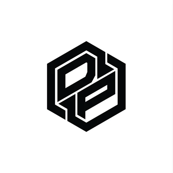 Logo Monogrammi Pelaamista Kuusikulmio Geometrinen Muoto Malli — kuvapankkivalokuva