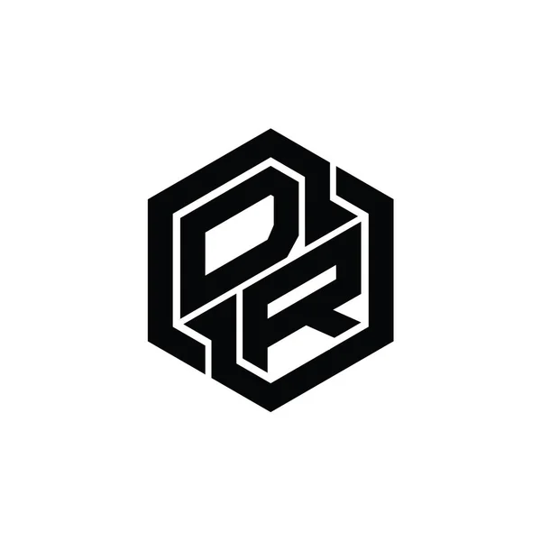 Logo Monogram Játék Hatszög Geometriai Alakú Tervezési Sablonnal — Stock Fotó