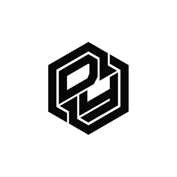 Logo Monogram Gaming Met Zeshoek Geometrische Vorm Ontwerp Sjabloon — Stockfoto