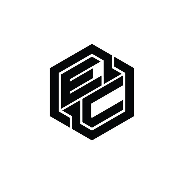 EC Logo monogram gaming with hexagon geometric shape design template