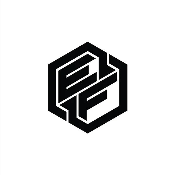 Jogo Monograma Logotipo Com Modelo Geométrico Projeto Forma Hexágono — Fotografia de Stock
