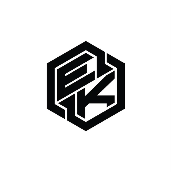 Logo Monogram Gaming Met Zeshoek Geometrische Vorm Design Template — Stockfoto