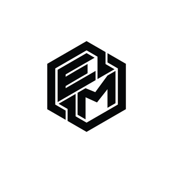 Logo Monogram 육각형 기하학적 템플릿 — 스톡 사진