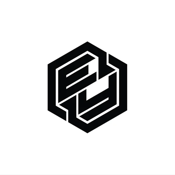 Монограмні Ігри Логотипу Шаблоном Дизайну Геометричної Форми Шестикутника — стокове фото