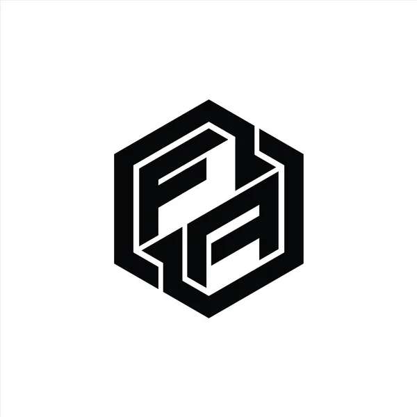 Logo Monogram Gaming Met Hexagon Geometrische Vorm Ontwerp Sjabloon — Stockfoto