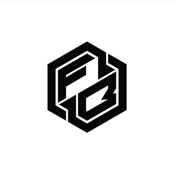 Logo Monograma Juego Con Plantilla Diseño Forma Geométrica Hexágono —  Fotos de Stock
