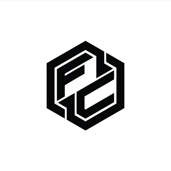 Logo Monogramspill Med Dimensjoneringsmal Sekskant Geometrisk Form – stockfoto