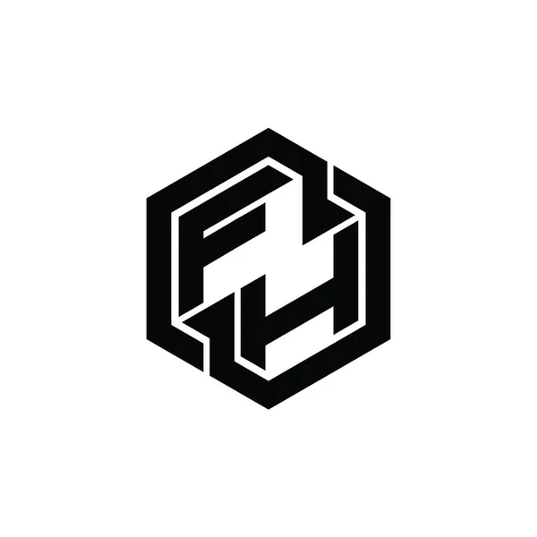 Logo Monogram Playing Hexagon Geometry Shape Design Template — 스톡 사진
