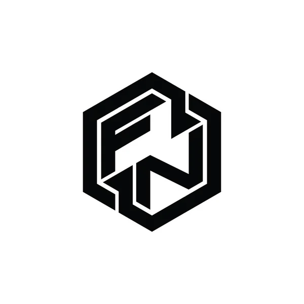 Монограма Logo Шаблоном Геометричного Дизайну Шестикутника — стокове фото