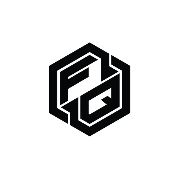 Game Monogram Logo Dengan Templat Desain Bentuk Geometris Heksagon — Stok Foto