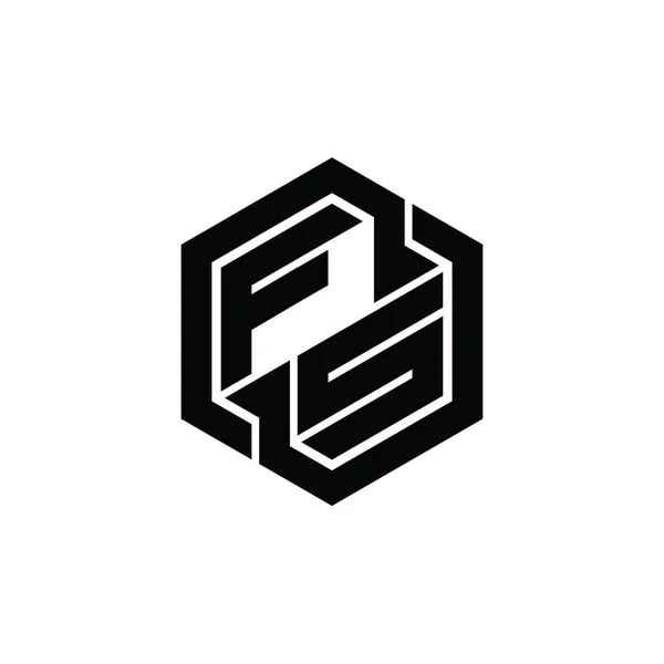 Logotypspel Med Hexagongeometrisk Formdesign — Stockfoto