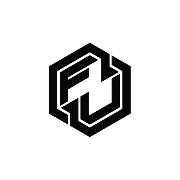 六角形の幾何学的な形状のデザインテンプレートとFuのロゴのモノグラムゲーム — ストック写真