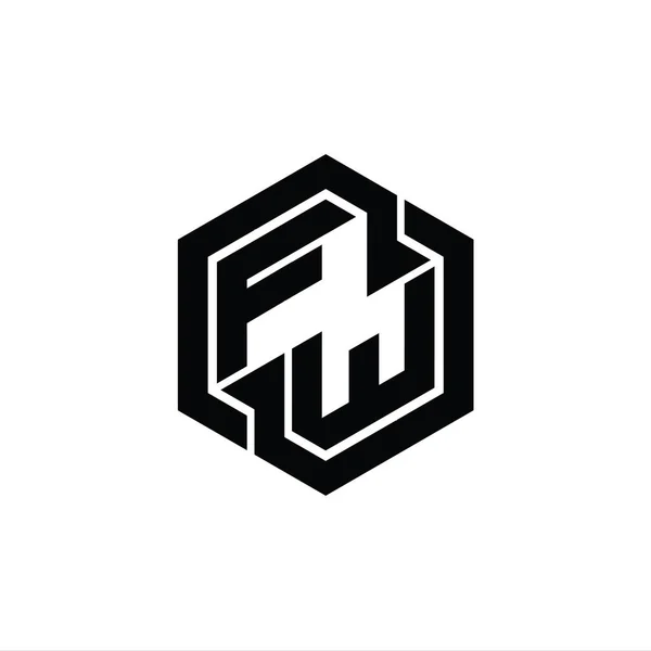 FW Logo monogram gaming with hexagon geometric shape design template
