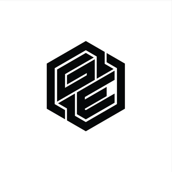 Logomonogramspill Med Sekskantens Geometriske Formmodell – stockfoto