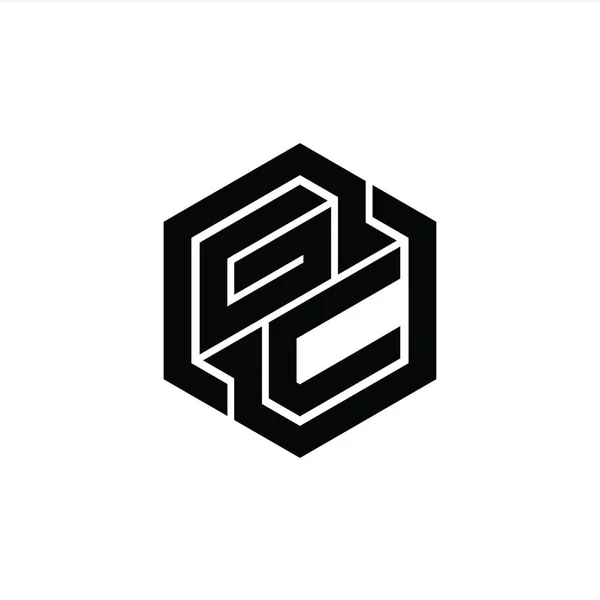 Монограмма Logo Шаблоном Геометрической Формы Шестиугольника — стоковое фото