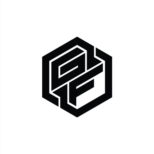 Монограмма Logo Шаблоном Геометрической Формы Шестиугольника — стоковое фото