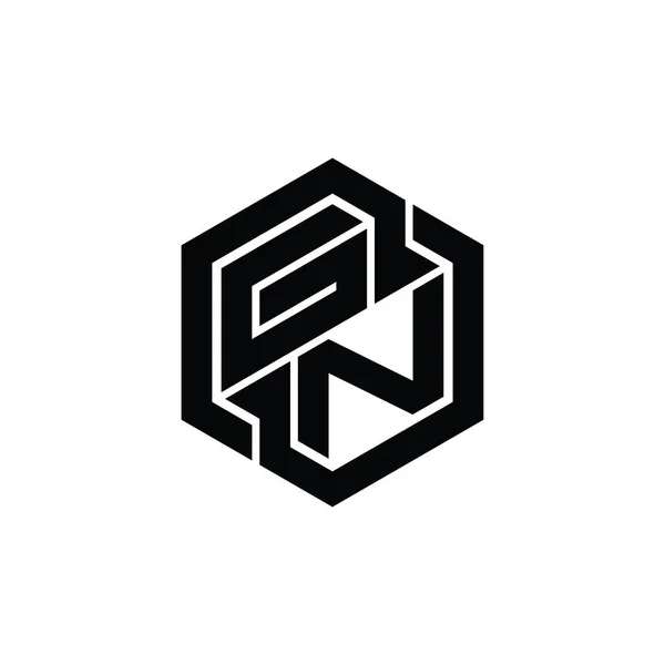 모노그램 Logo Monogram 육각형의 기하학적 템플릿을 가지고 — 스톡 사진