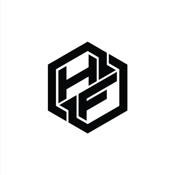 Logo Monograma Juego Con Hexágono Forma Geométrica Plantilla Diseño —  Fotos de Stock