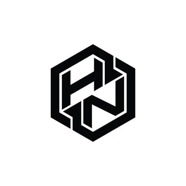 六角形の幾何学的な形状のデザインテンプレートとHnのロゴのモノグラムゲーム — ストック写真