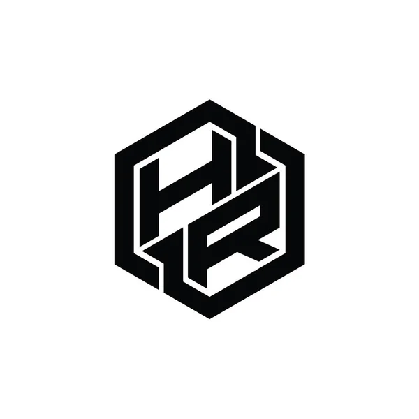 Logo Monogram Játék Hatszögletű Geometriai Forma Tervezési Sablonnal — Stock Fotó