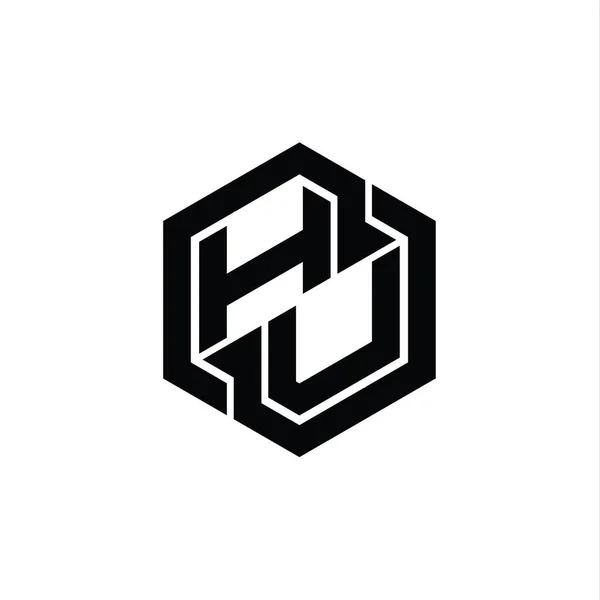 Logotypspel Med Hexagongeometrisk Formdesignmall — Stockfoto