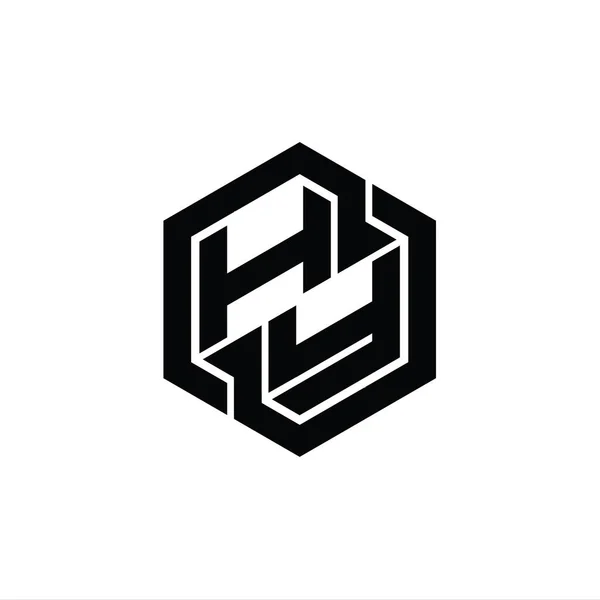 Logo Monogram Gry Sześciokąta Geometryczny Kształt Szablon Projektu — Zdjęcie stockowe