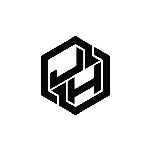 JH Logo monogram gaming with hexagon geometric shape design template