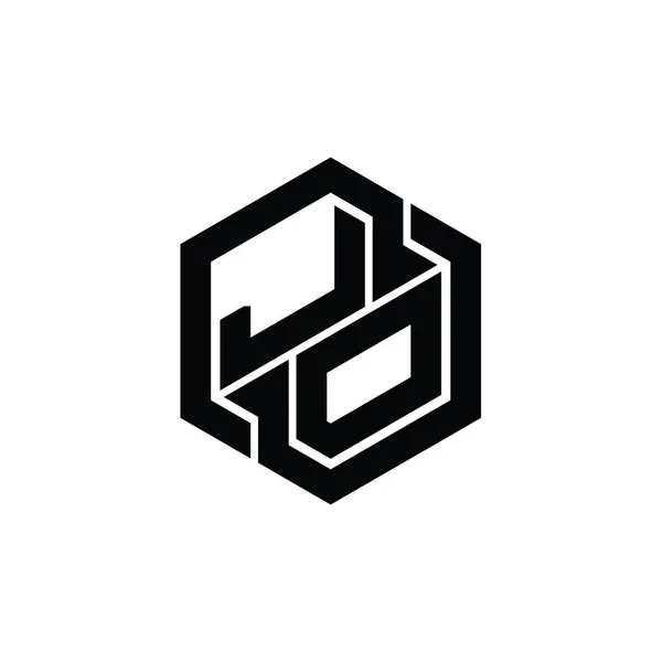 Игра Монограмме Logo Геометрическим Шаблоном Формы Шестиугольника — стоковое фото