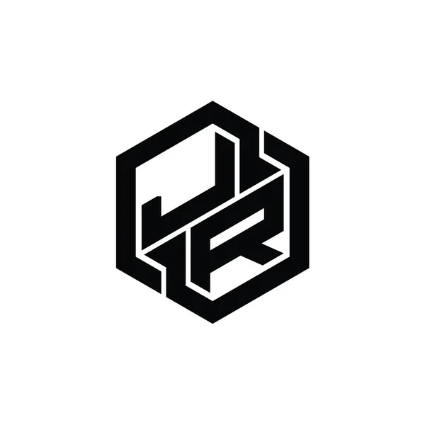 Logo Monograma Juego Con Plantilla Diseño Forma Geométrica Hexágono — Foto de Stock