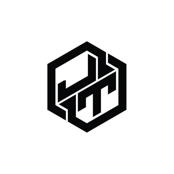 JT Logo monogram gaming with hexagon geometric shape design template