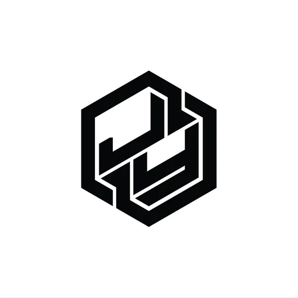 Logo Monogramm Gaming Mit Sechseckiger Geometrischer Gestaltungsvorlage — Stockfoto