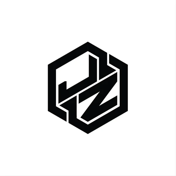 JZ Logo monogram gaming with hexagon geometric shape design template