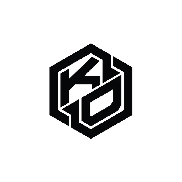 Logo Monogram Spil Med Sekskant Geometrisk Form Designskabelon - Stock-foto