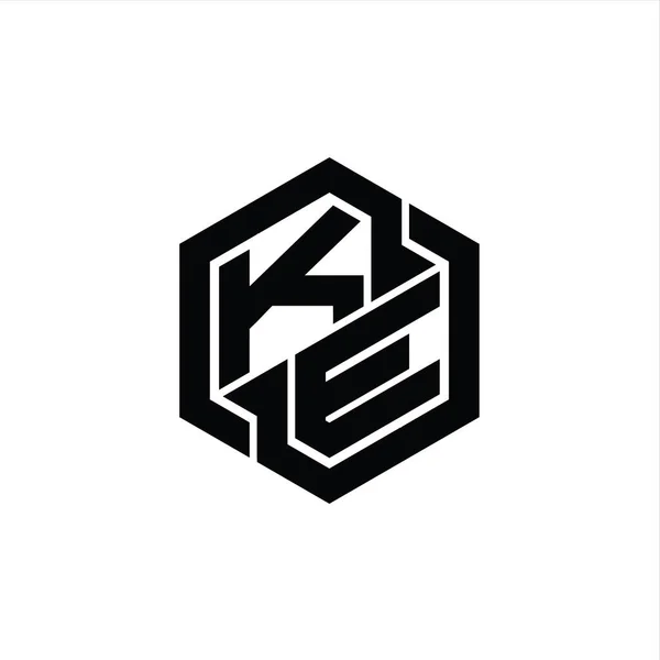 Logo Monogram Hry Šestihranným Geometrickým Tvarem Šablony — Stock fotografie