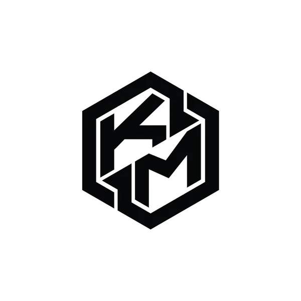 Gim Monogram Logo Dengan Templat Desain Bentuk Geometris Heksagon — Stok Foto