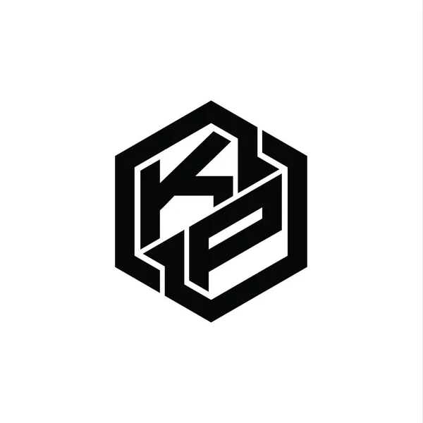 六角形の幾何学的な形状のデザインテンプレートとKpのロゴのモノグラムゲーム — ストック写真