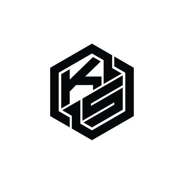 Logotypspel Med Sexkantig Geometrisk Formdesign — Stockfoto