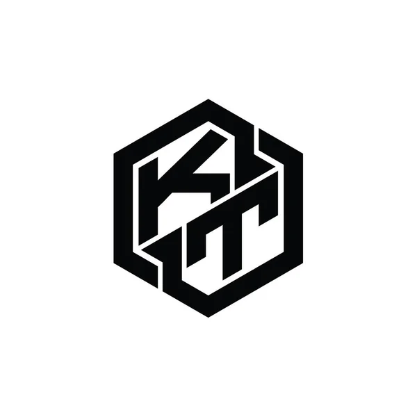 Altıgen Geometrik Şekil Tasarım Şablonu Ile Logo Monogram Oyunu — Stok fotoğraf