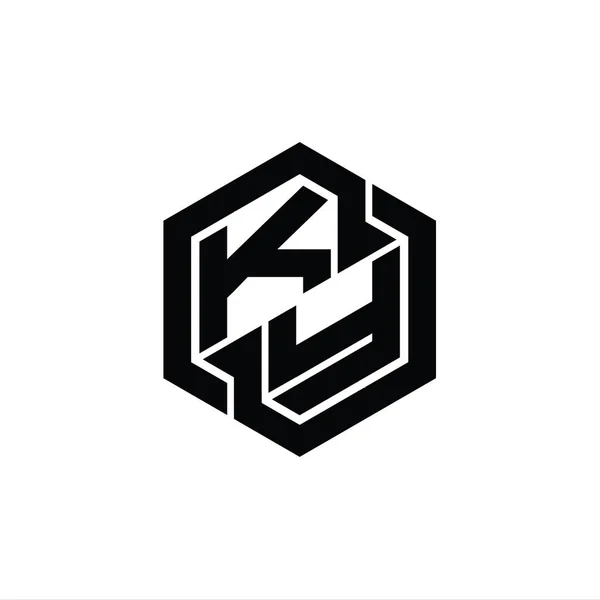 Juego Monograma Logo Con Plantilla Diseño Forma Geométrica Hexágono —  Fotos de Stock