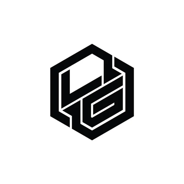 Logo Monogramm Gaming Mit Sechseckigen Geometrischen Formdesign Vorlage — Stockfoto