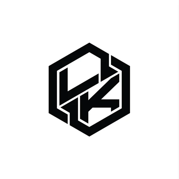 Lkロゴのモノグラムは六角形の幾何学的な形状のデザインテンプレートとゲーム — ストック写真