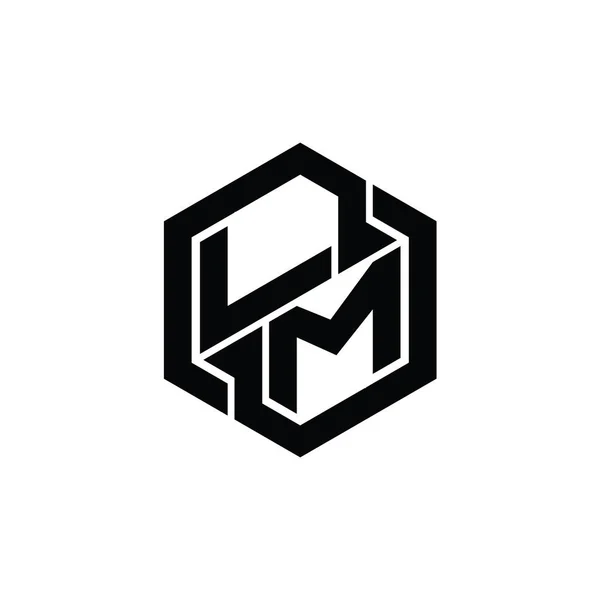 Altıgen Geometrik Şekil Tasarım Şablonu Ile Logo Monogram Oyunu — Stok fotoğraf