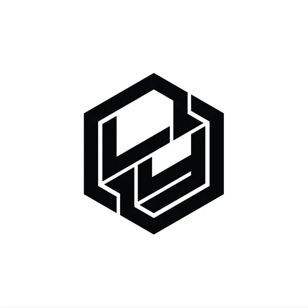 Game Monogram Logo Dengan Templat Desain Bentuk Geometris Heksagon — Stok Foto