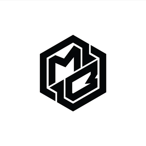 六角形の幾何学的な形状のデザインテンプレートとMbのロゴのモノグラムゲーム — ストック写真