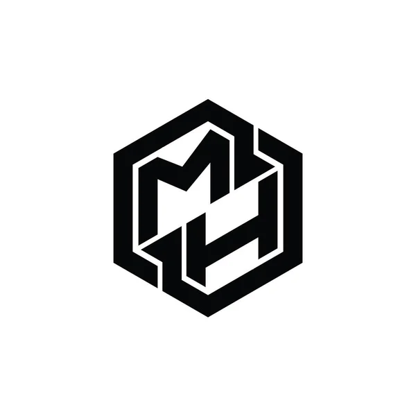 MH Logo monogram gaming with hexagon geometric shape design template