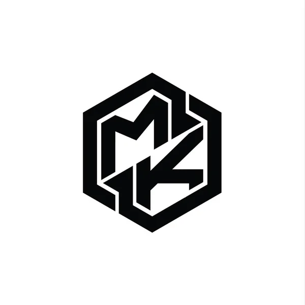 Монограмма Логотипом Шаблоном Геометрической Формы Шестиугольника — стоковое фото