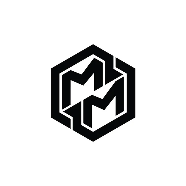 MM Logo monogram gaming with hexagon geometric shape design template