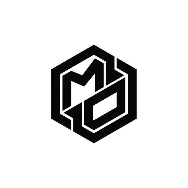 Logo Monogram 게임을 육각형의 기하학적 템플릿 합니다 — 스톡 사진