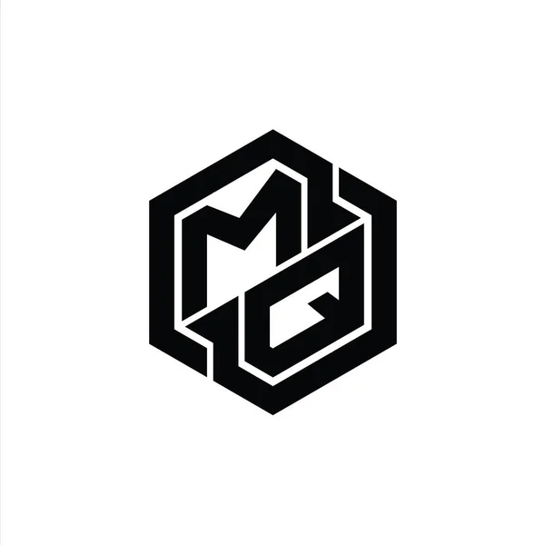 Gry Logo Monogram Sześciokątnym Geometrycznym Wzorem Kształtu — Zdjęcie stockowe